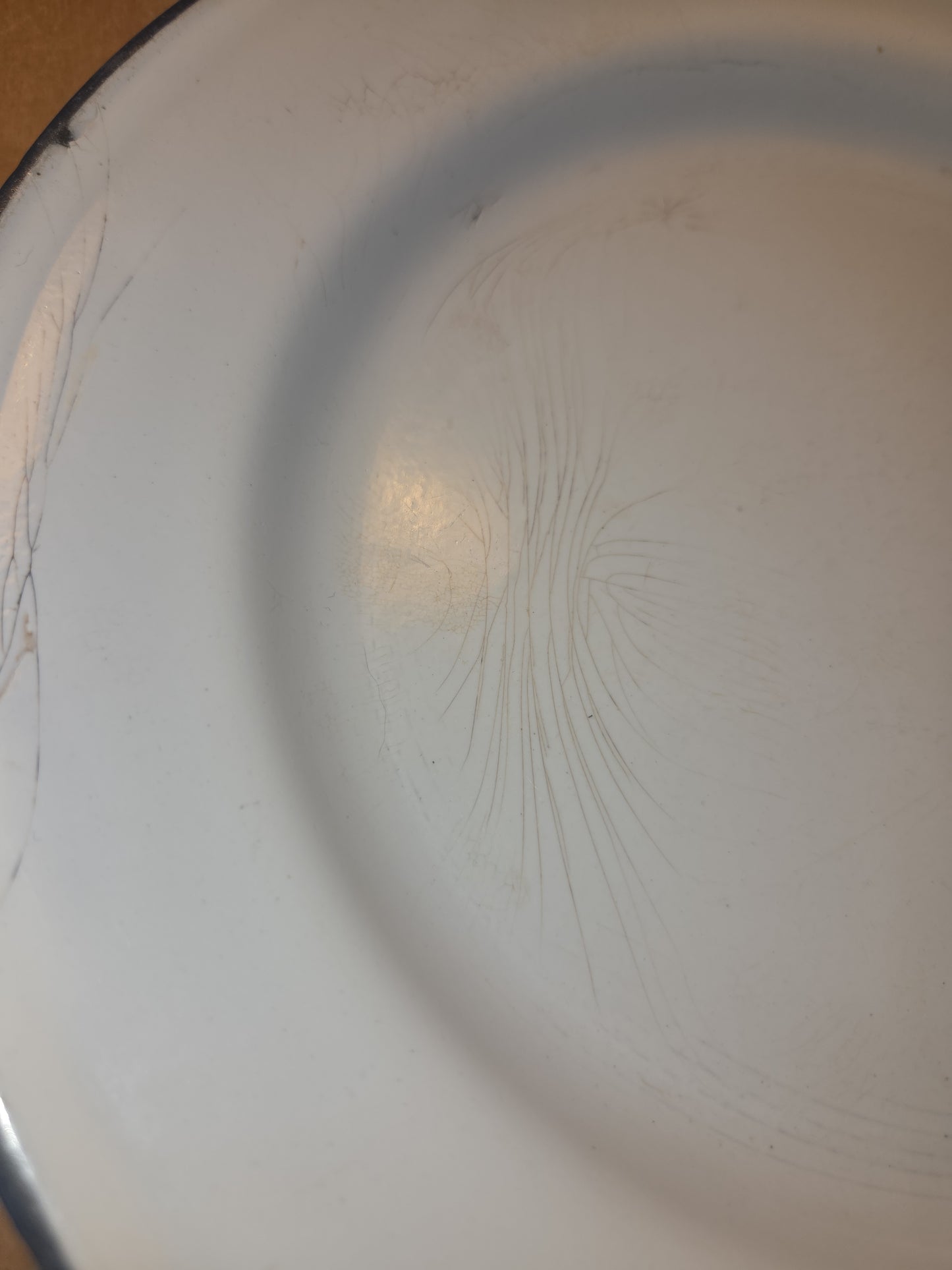 Vintage Set of 6 White Blue Enamel Plates AS IS ena91