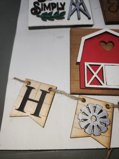 Tier Tray Decorations Handcrafted Home Barn Family Small Set tth1