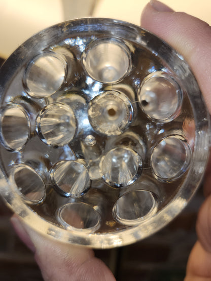 Vintage Flower Frog Clear Glass has 11 Holes AS Is ff12