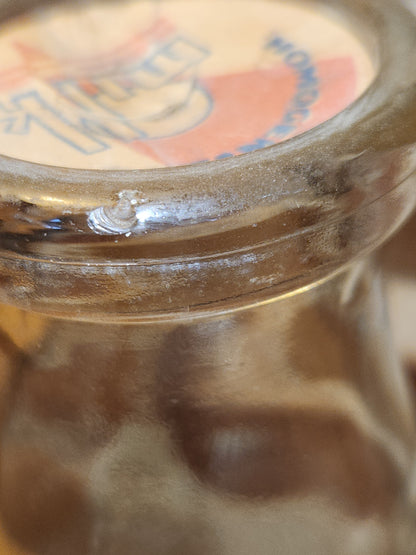 Vintage Milk Bottle Half Pint Clear Glass As Is Chip vmb60