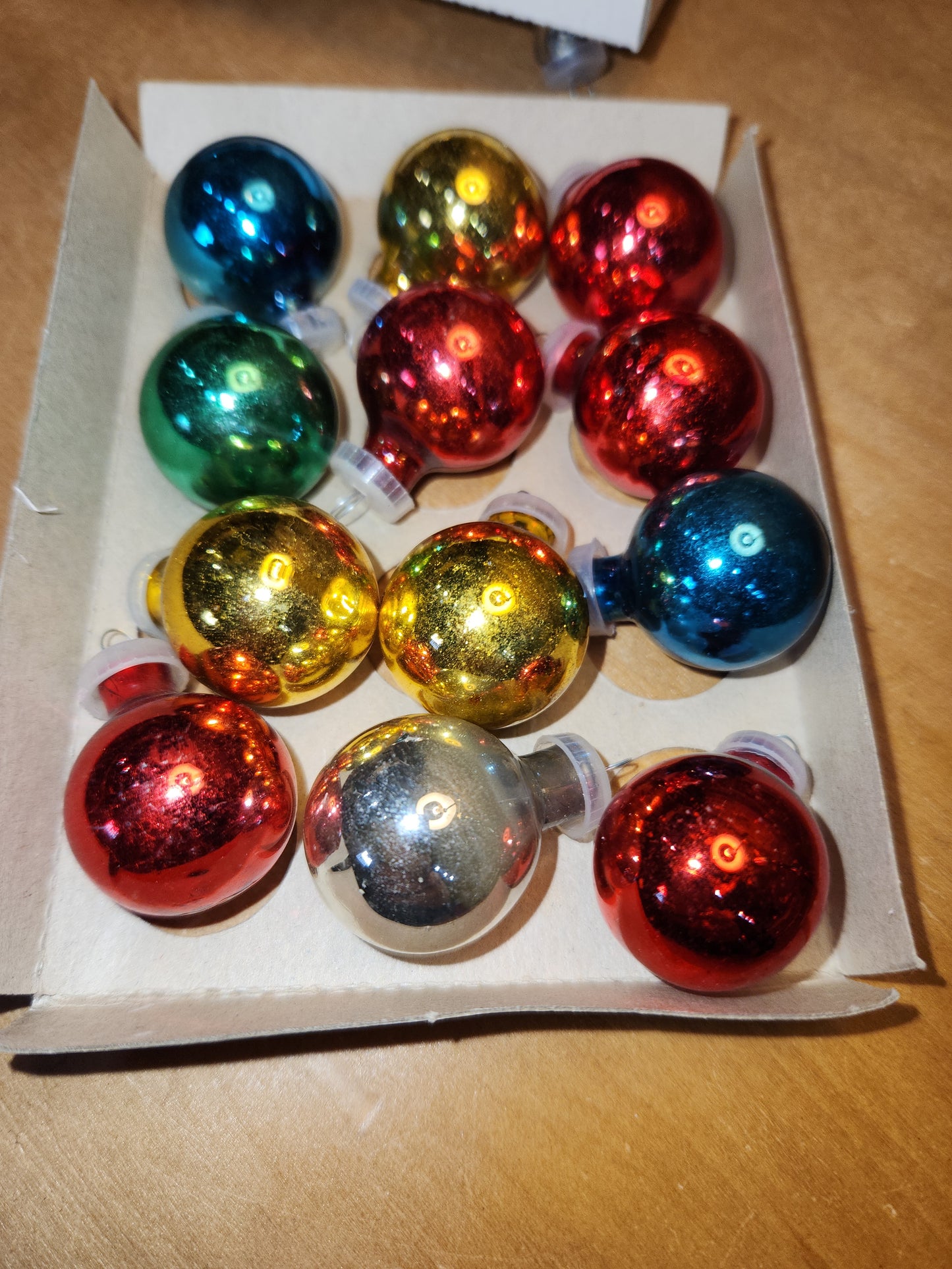 Vintage Mercury Glass Feather Tree Ornaments 24 Pieces Plastic Tops