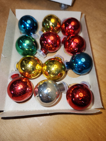 Vintage Mercury Glass Feather Tree Ornaments 24 Pieces Plastic Tops