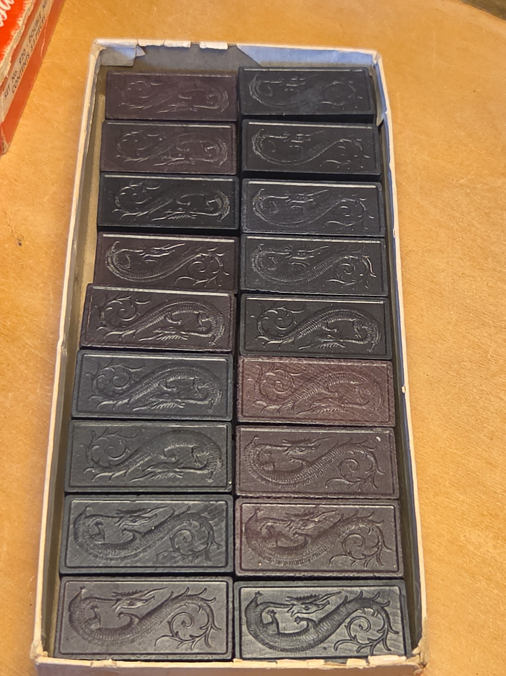Vintage Dragon Dominoes Double Nine Set No. 920 Halsam AS IS 920