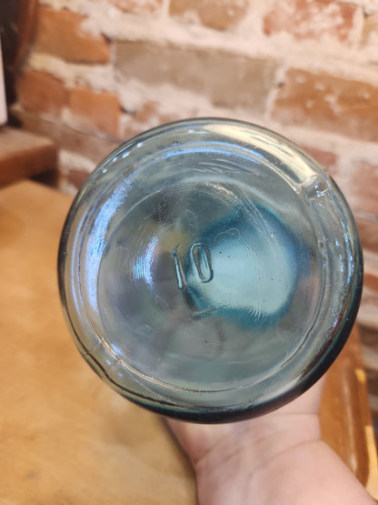 Vintage Ball Perfect Mason Blue Aqua Jar Number 10 with Zinc Lid 1910-1923 Logo jar89