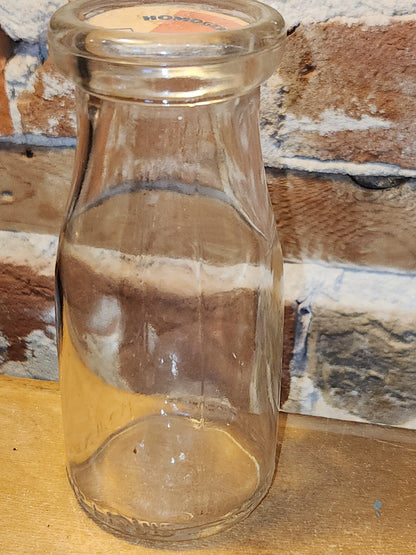 Vintage Milk Bottle Half Pint Clear Glass As Is Chip vmb60