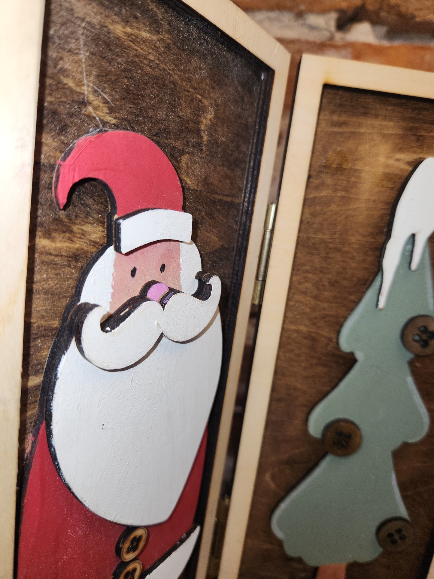 Trio Frame Decor Christmas Santa Reindeer 10 1/2"  tt81
