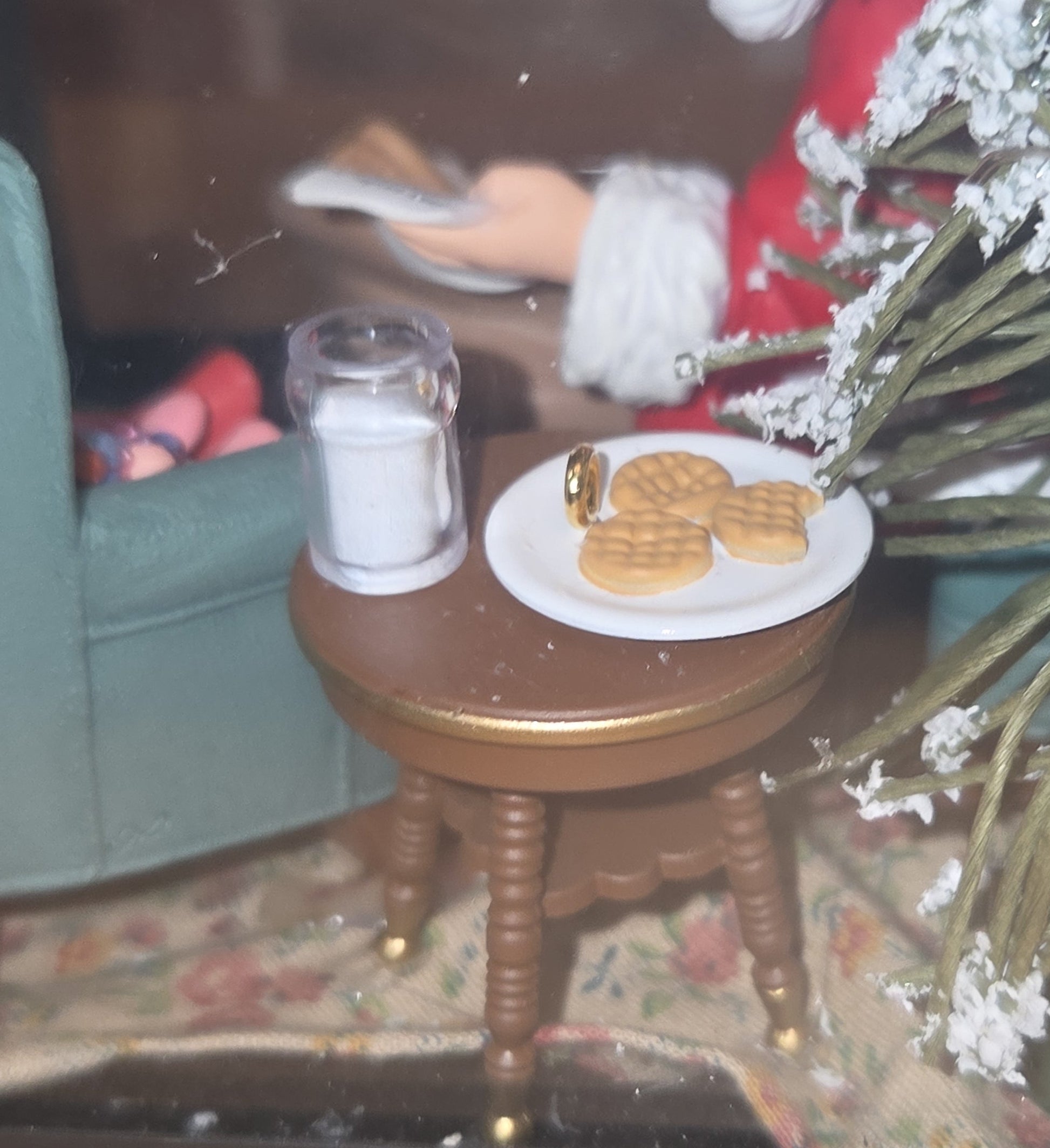 Assemblage in Lantern with Lighted Tree and Hallmark Ornament Set Santa's Big Night 2002 Membership Ornaments Set of 4 as7