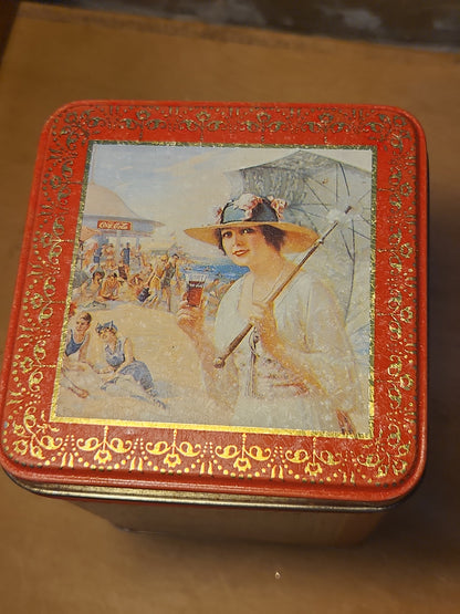 Vintage Tin Coca-Cola Gold Red Cream Enjoy Thirst The Drink of All the Year Coke 1993 cct82