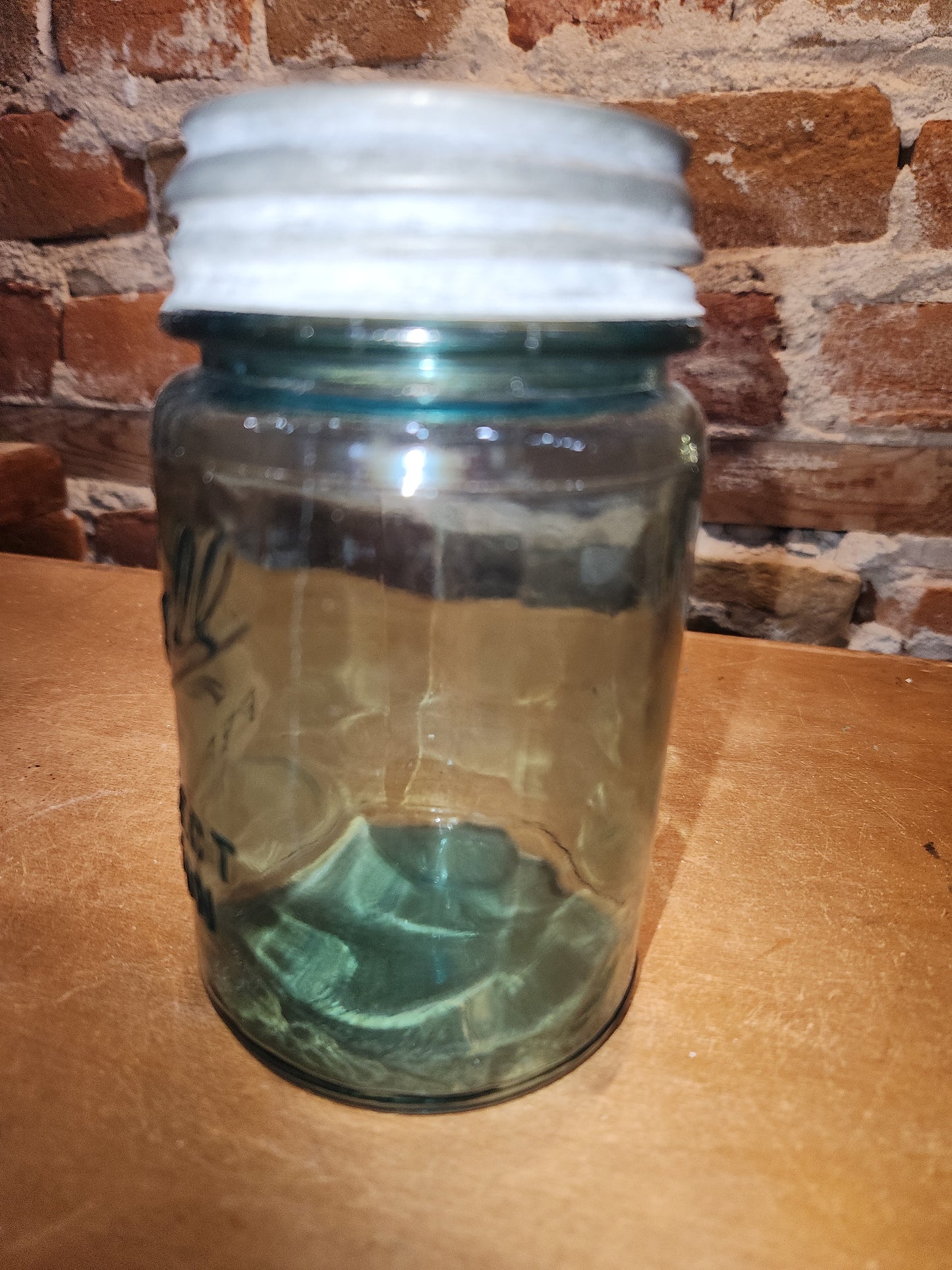 Vintage Ball Perfect Mason Glass Pint Jar #1 Aqua Blue Zinc Ball Lid bl1
