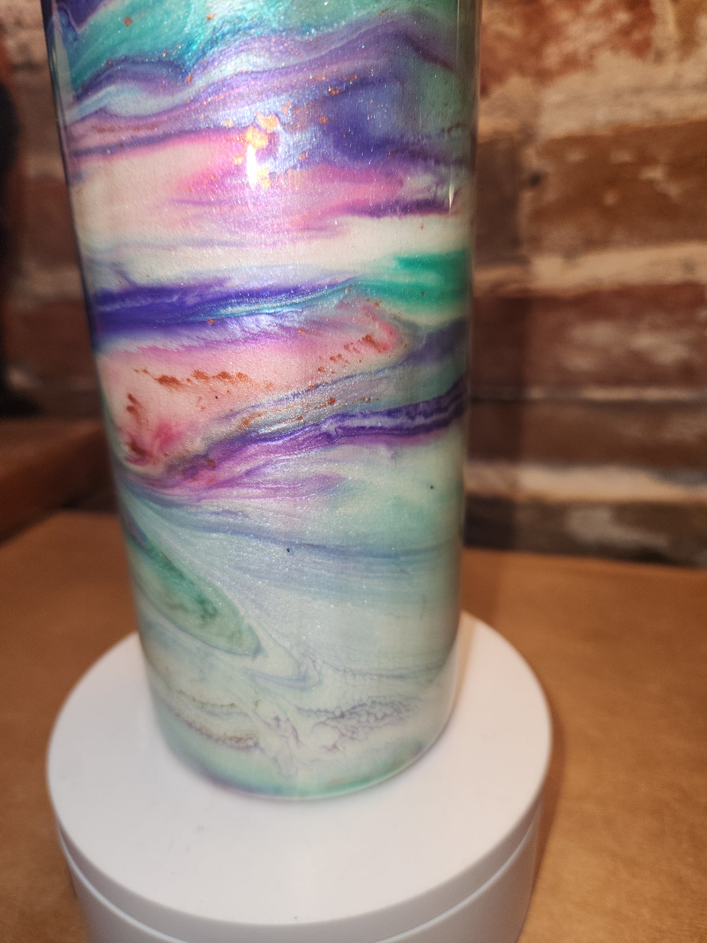 20 ounce stainless steel, Insulated, alcohol ink art Tumbler pink, teal, whute, purple, aqua AS IS CLEARANCE ai6