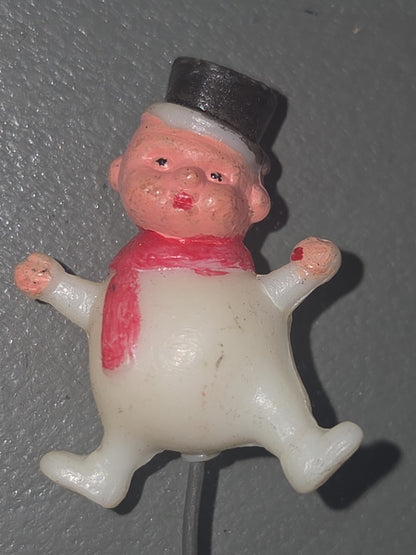 Vintage Miniature Christmas Floral Picks Snowman Santa Angel Set if 4 vc9