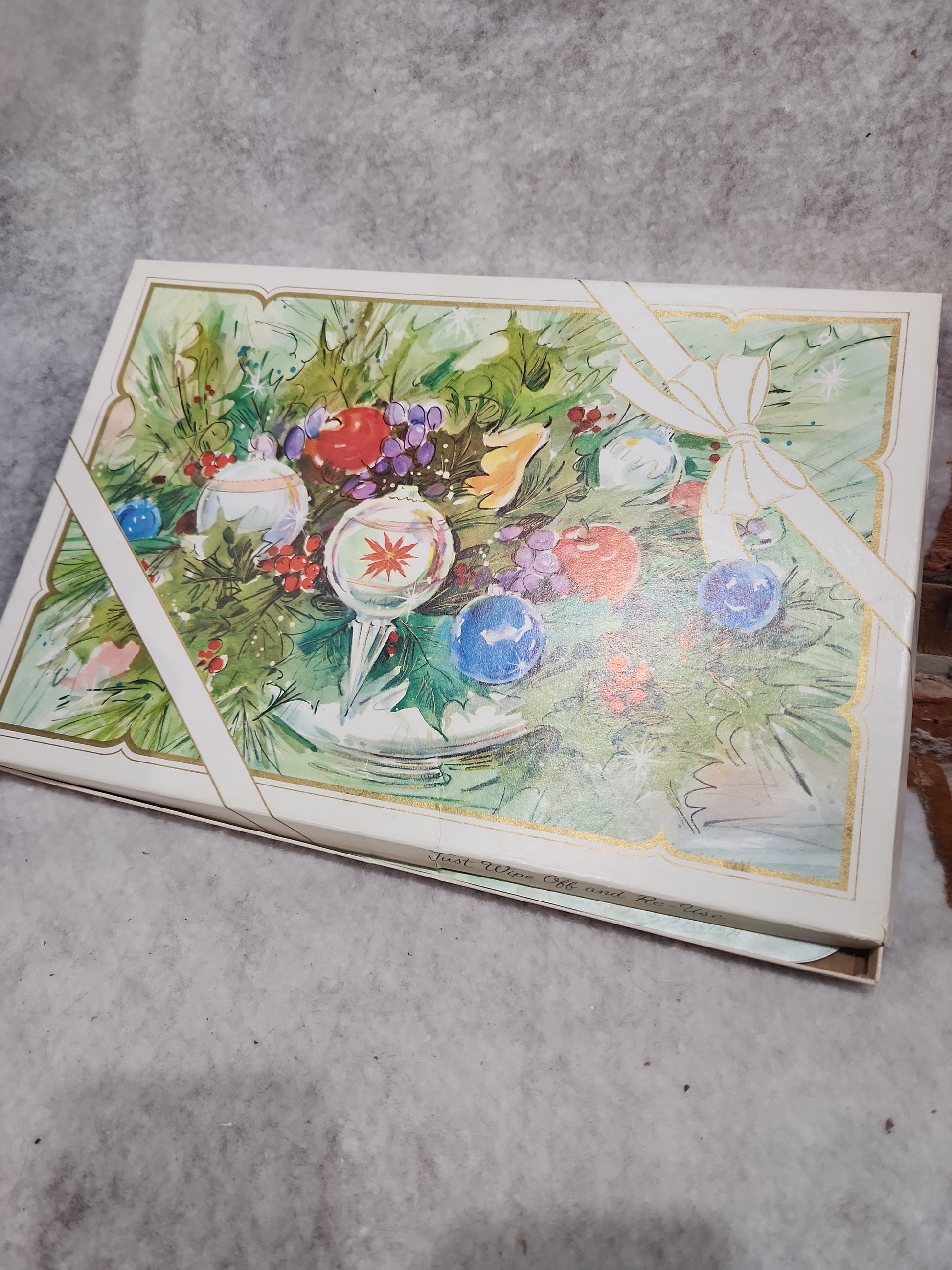Vintage Christmas Place Mats Lot Of 6 Wipe Off and Re-Use 3 G. Galian Designs
