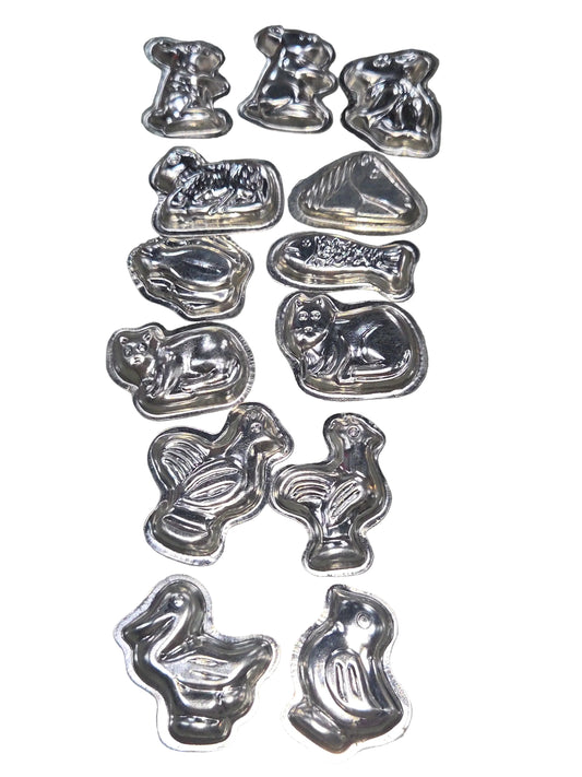 Vintage Animal Mold Chocolate Butter Candy Set of 13 Cat Fish Horse Bunny Frog Sheep Chicken Pelican vm56