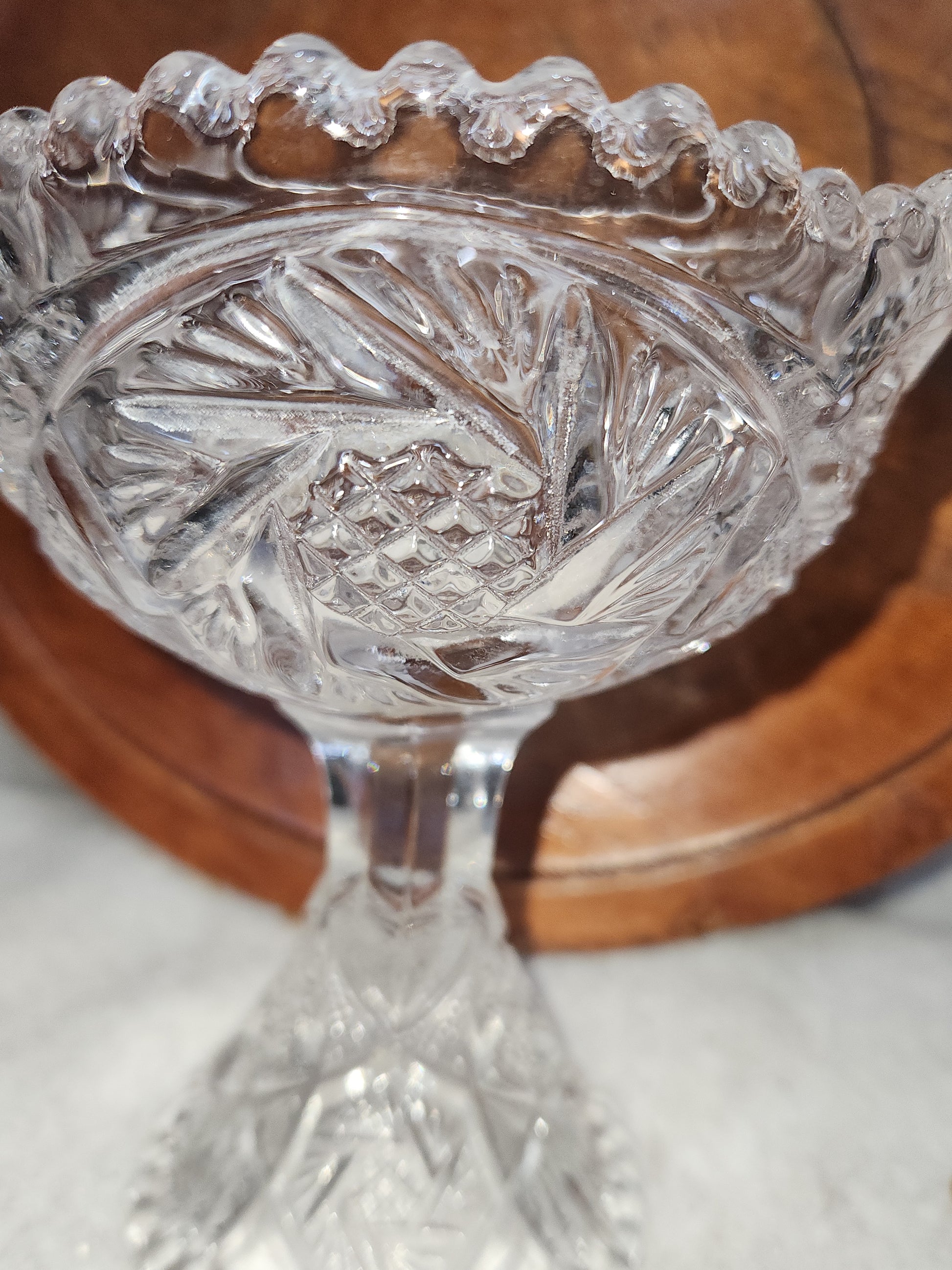 Vintage Imperial Crystal Compote Trinket Candy Dish 5" diameter gl112
