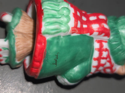 Vintage Hallmark Keepsake Ornaments Porcelain Skating Sugar Bear Bell and Snuggly Sugar Bear Bell  Dangling Feet 2001 NO BOXES ho007