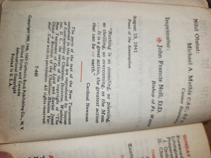Vintage "I Pray The Mass" Sunday Missal by Father Hoever 1947 vb01