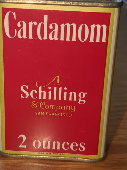 vintage Schilling spice tin Cardamom ST1