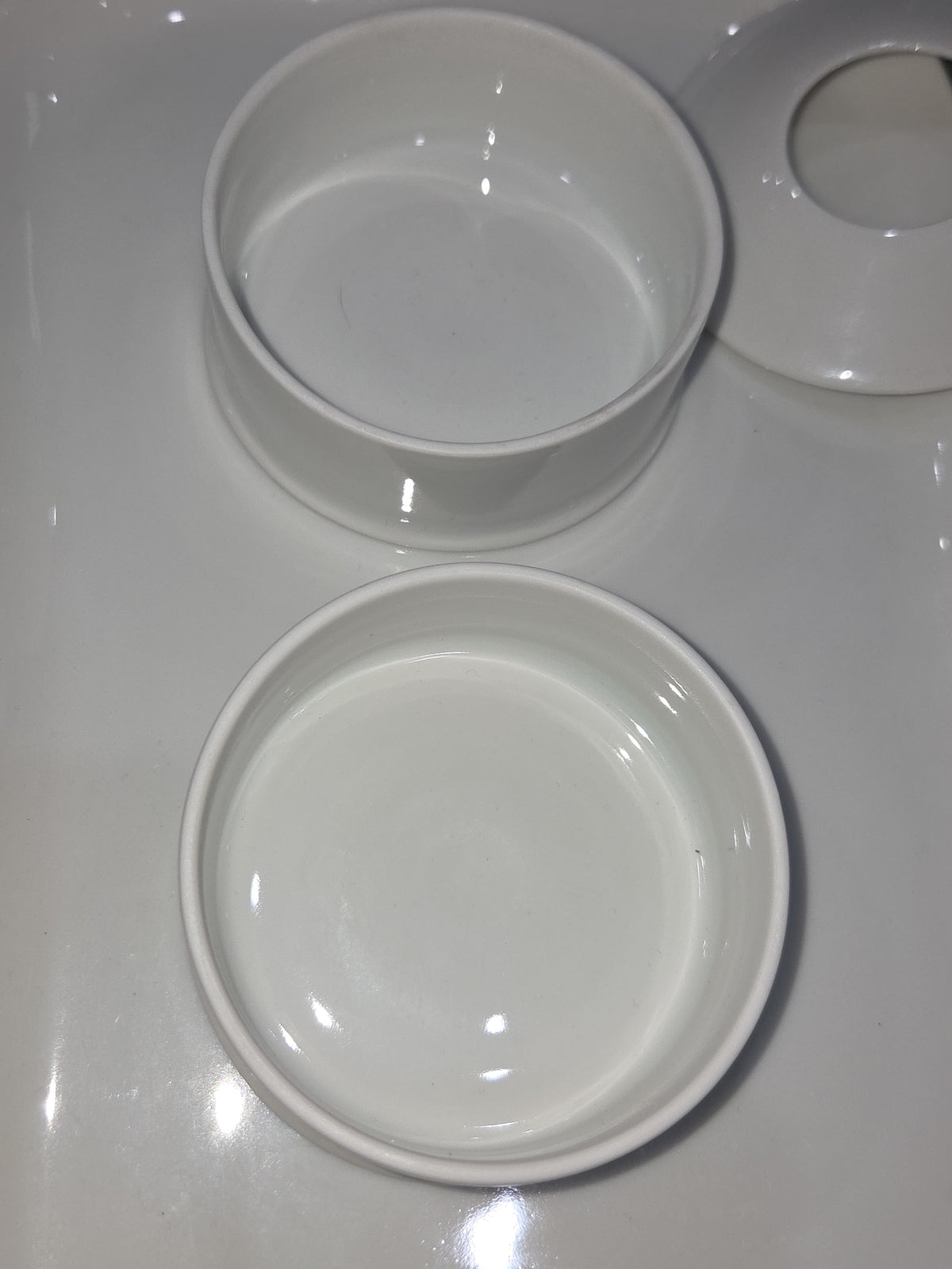 Vintage O. & E.G. Royal Austria White Porcelain Vanity Tray Hair Reciever Powder Jar vt7