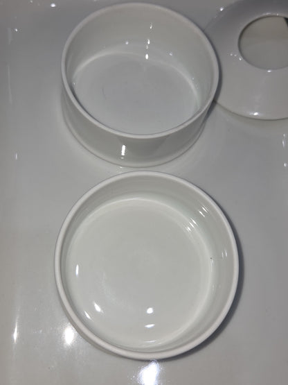 Vintage O. & E.G. Royal Austria White Porcelain Vanity Tray Hair Reciever Powder Jar vt7