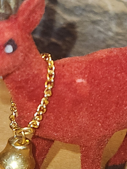 Vintage Red Flocked Deer Reindeer Set of 2 vd8