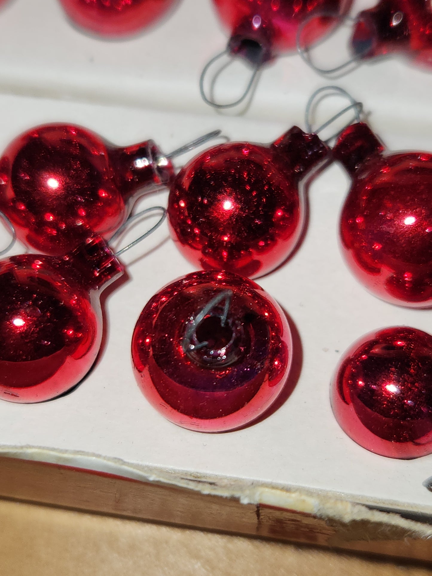 Vintage Shiny Brite 24 Red Mercury Glass Ball Feather Tree Ornaments 12mm Japan MCM  bo126
