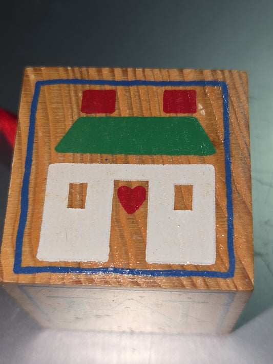 Vintage Hallmark Cards Christmas Ornament Wood Block 1987