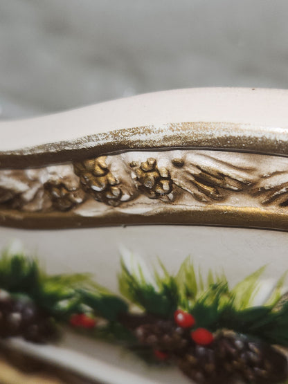 Vintage Napcoware Christmas Sleigh Dish Planter Floral Arrangement Container Stamped X 8661 AS IS vp01