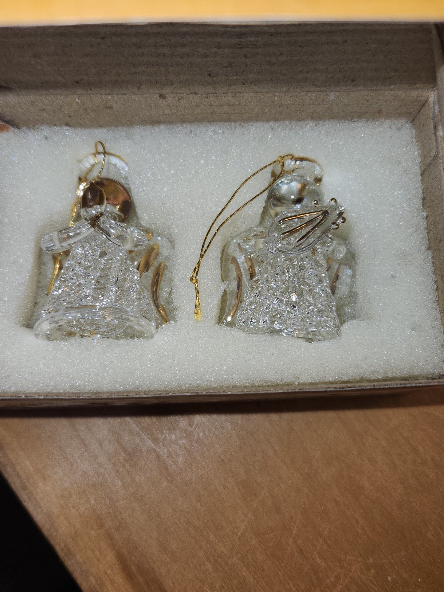 Vintage Giftco Glass Angel Ornaments 2 Different Sets in Original Boxes 5 angels ang91