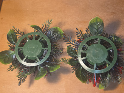 Vintage Christmas Candle Rings Set of 2