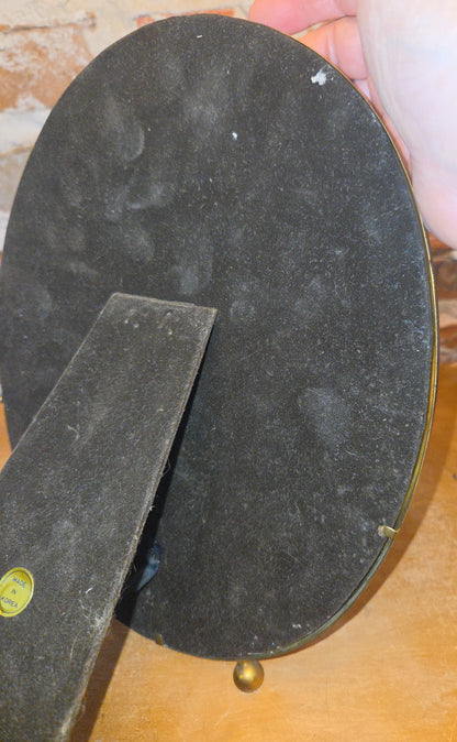Vintage Brass Footed Oval Photo Frame