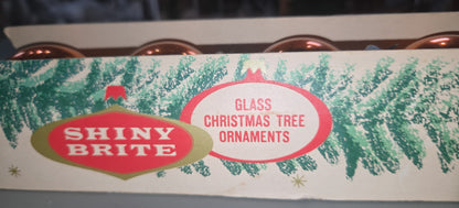 Vintage Shiny Brite Glass Christmas Ornaments Five 2" Orange Shades in Fanci-Pak Box As Is bo61