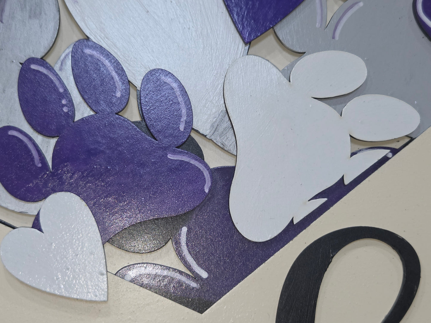Paw Print Dog Cat Purple Silver White Black Insert for Envelope Door Sign *sign sold seperately* EI6