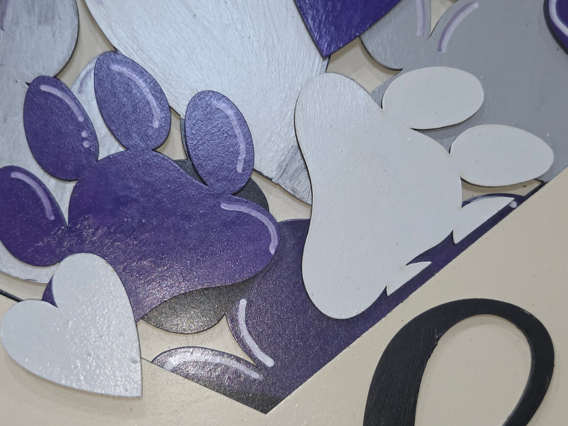 Paw Print Dog Cat Purple Silver White Black Insert for Envelope Door Sign *sign sold seperately* EI6