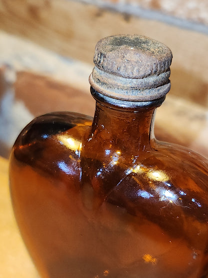 Vintage Liquor Bottles Paul Masson Rare Dry Sherry Heart Shaped Amber Glass Set of 2 vlb01