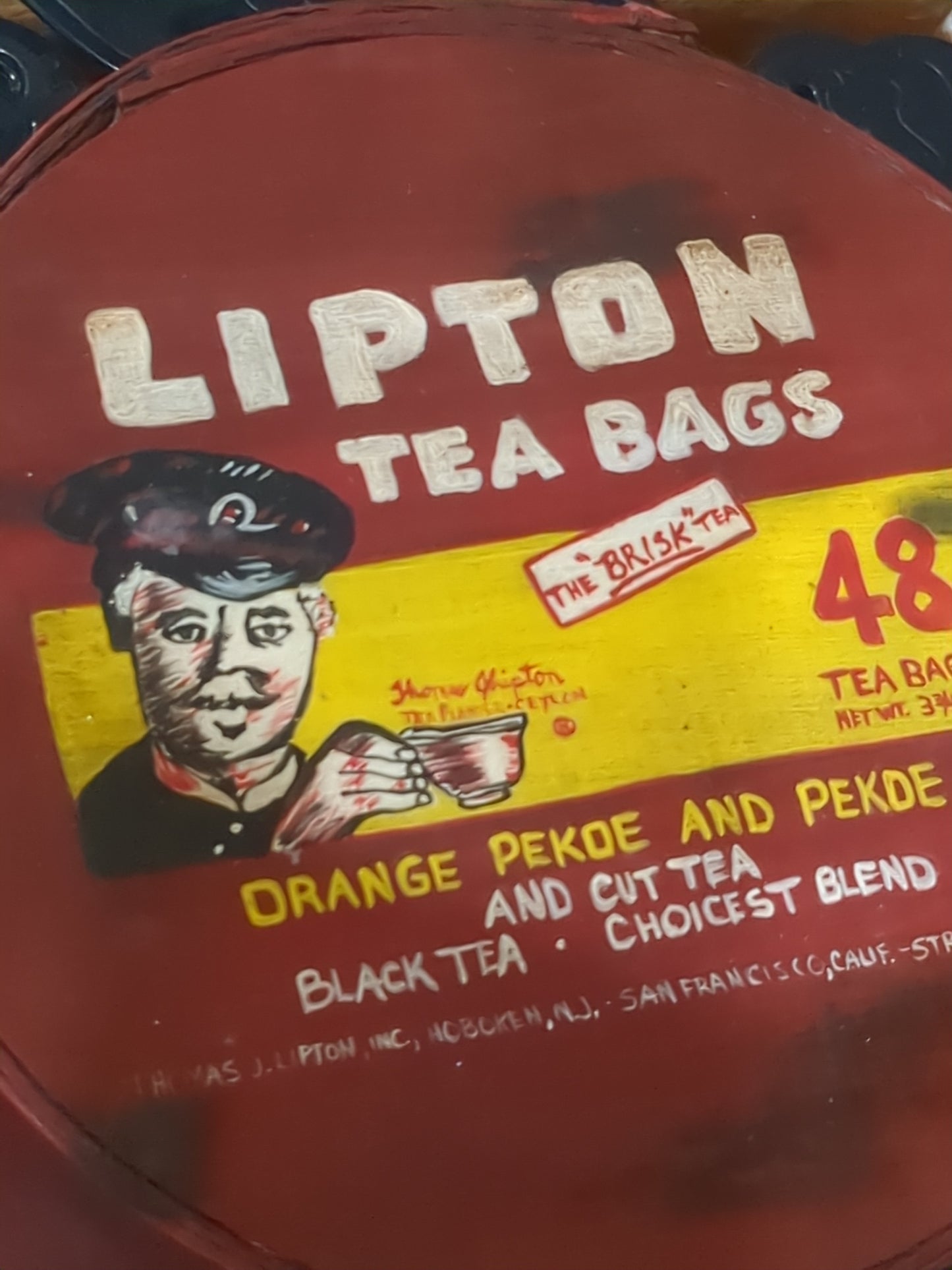 Lipton wooden tea box cheese box hand painted tin975