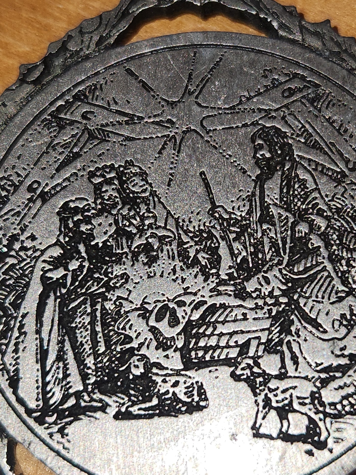 Pewter Ornamanet Nativity Scene St. Paul's Lutheran Church Bertrand Nebraska 1905-1985