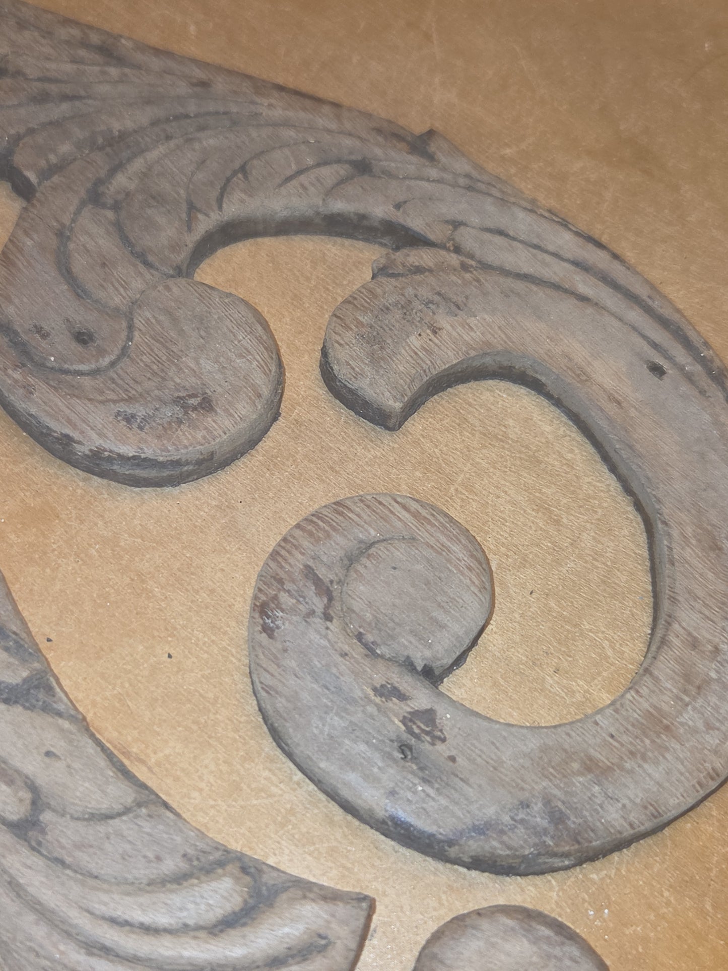 Antique Wooden Furniture Applique Set of 2 AS IS