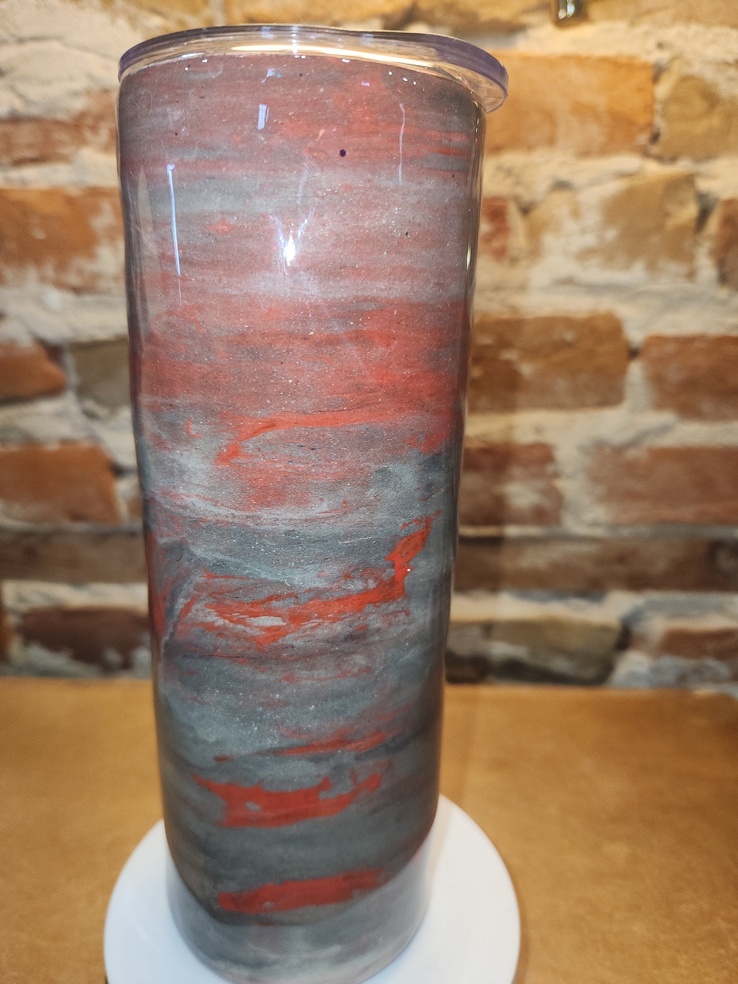 20 ounce stainless steel, Insulated, alcohol ink art Tumbler Red Grey White AS IS CLEARANCE ai23