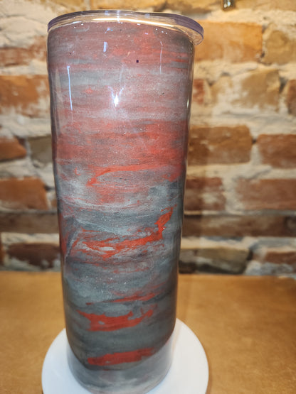 20 ounce stainless steel, Insulated, alcohol ink art Tumbler Red Grey White AS IS CLEARANCE ai23