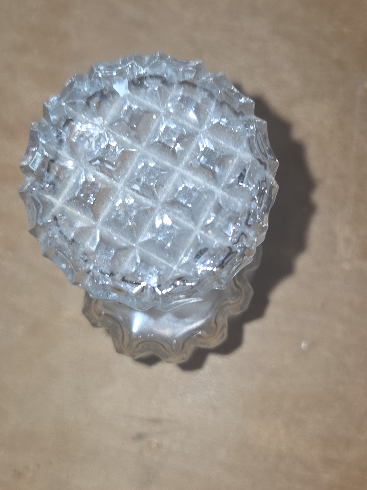 Vintage Perfume Bottle Pressed Glass Faceted Stopper with Ground or Polished Glass gl40