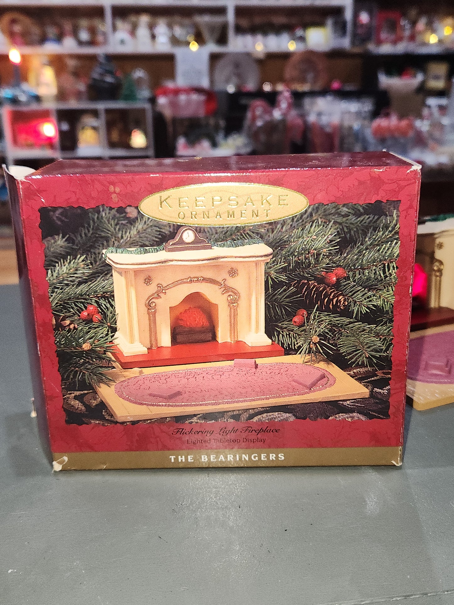 Vintage Hallmark Keepsake Lighted Tabletop Display Flickering Light Fireplace Display for The Bearingers Ornaments 1993 NO Ornaments Included ho1199