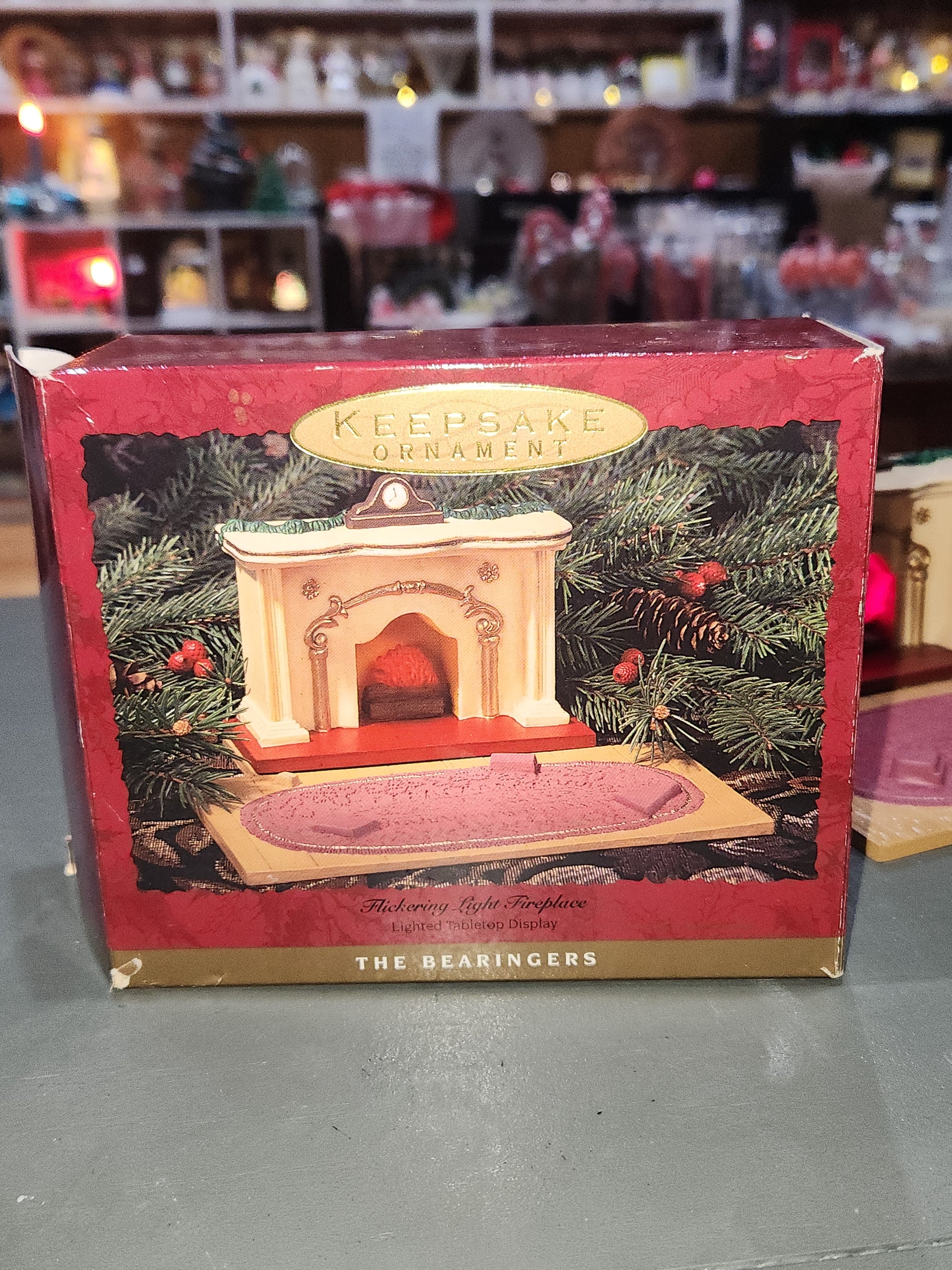 Vintage Hallmark Keepsake Lighted Tabletop Display Flickering Light Fireplace Display for The Bearingers Ornaments 1993 NO Ornaments Included ho1199