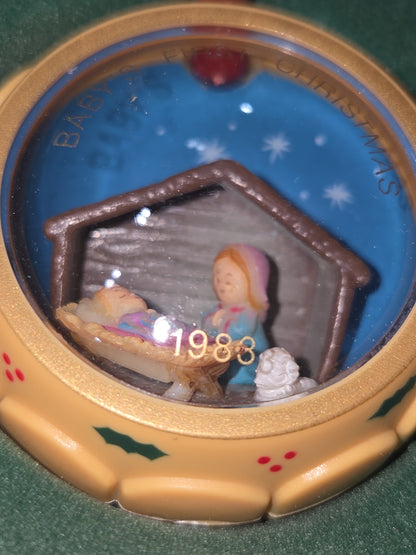 Vintage Russ Christmas Collectibles Ornament Baby’s First Christmas Nativity Scene Mary and Jesus 1983