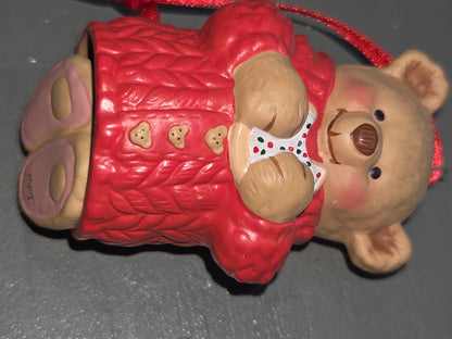 Vintage Hallmark Keepsake Ornaments Porcelain Skating Sugar Bear Bell and Snuggly Sugar Bear Bell  Dangling Feet 2001 NO BOXES ho007