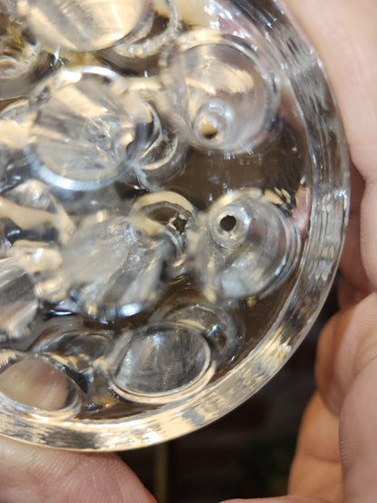 Vintage Flower Frog Clear Glass has 11 Holes AS Is ff12