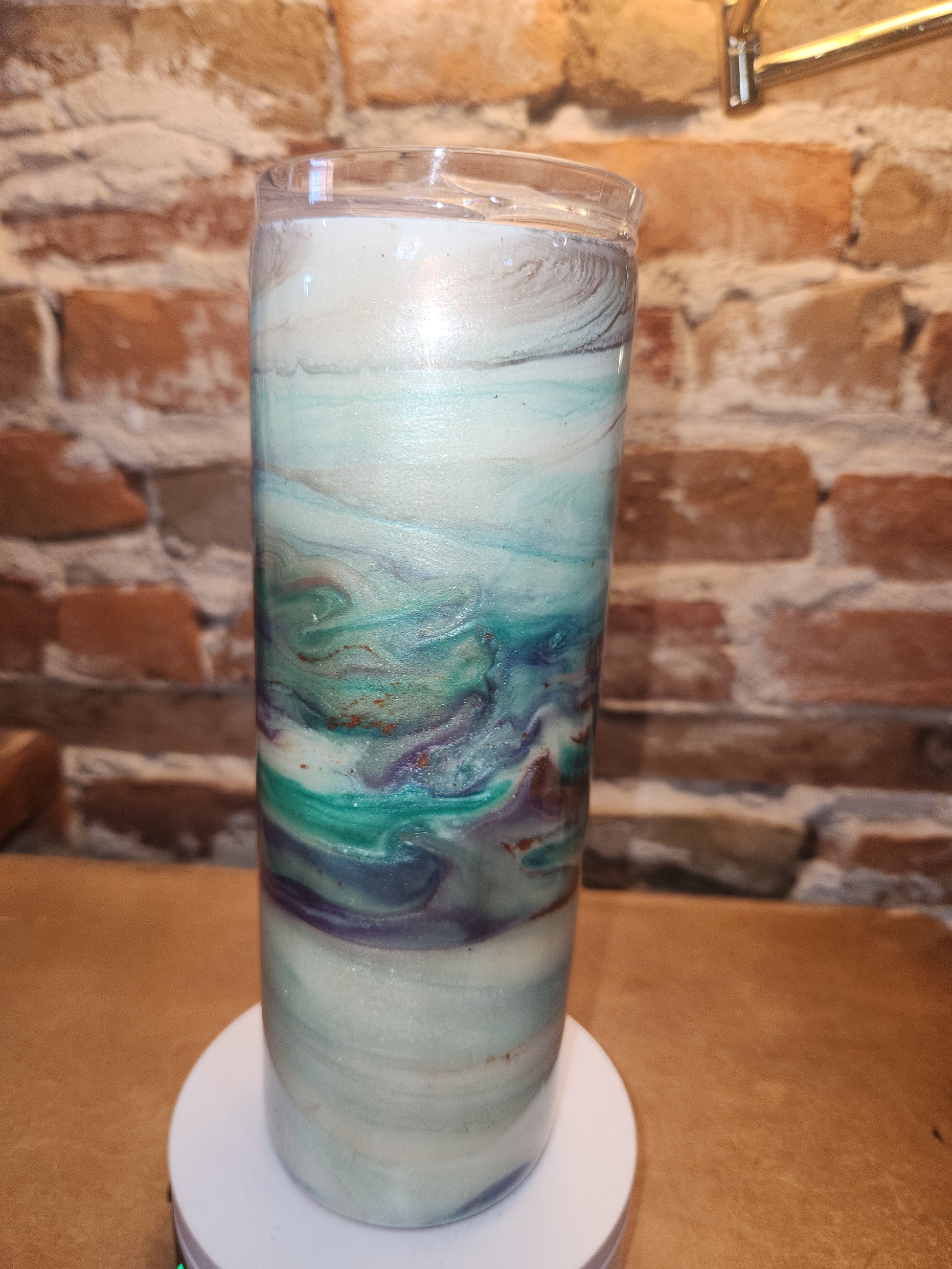 20 ounce stainless steel, Insulated, alcohol ink art Tumbler pink, teal, whute, purple, aqua AS IS CLEARANCE ai6