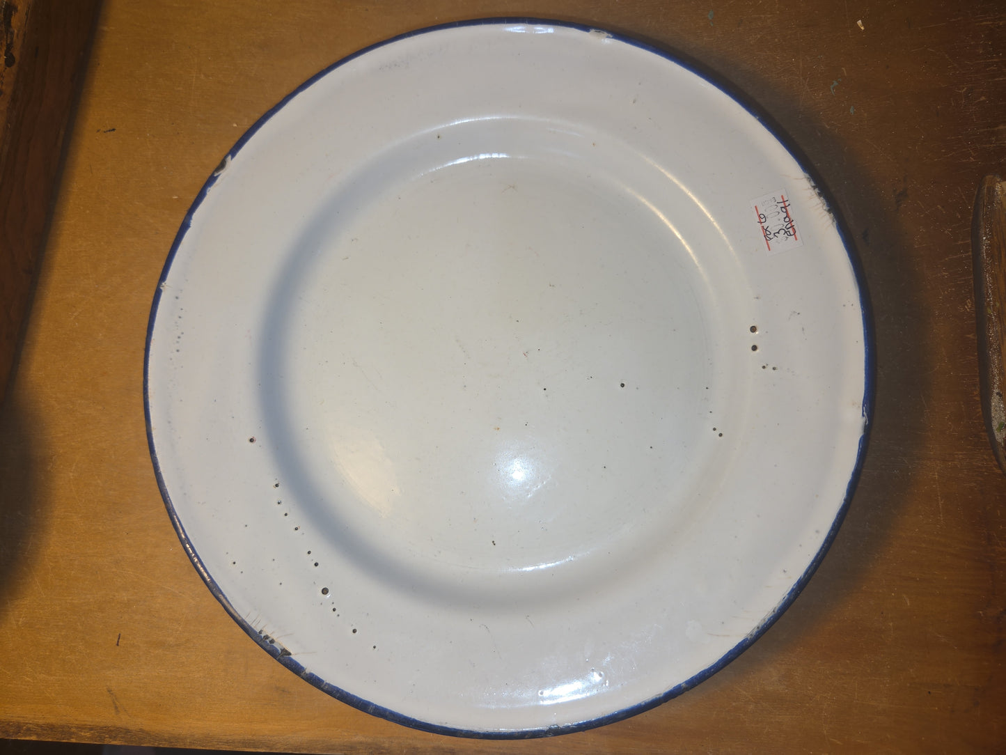 Vintage Set of 6 White Blue Enamel Plates AS IS ena91