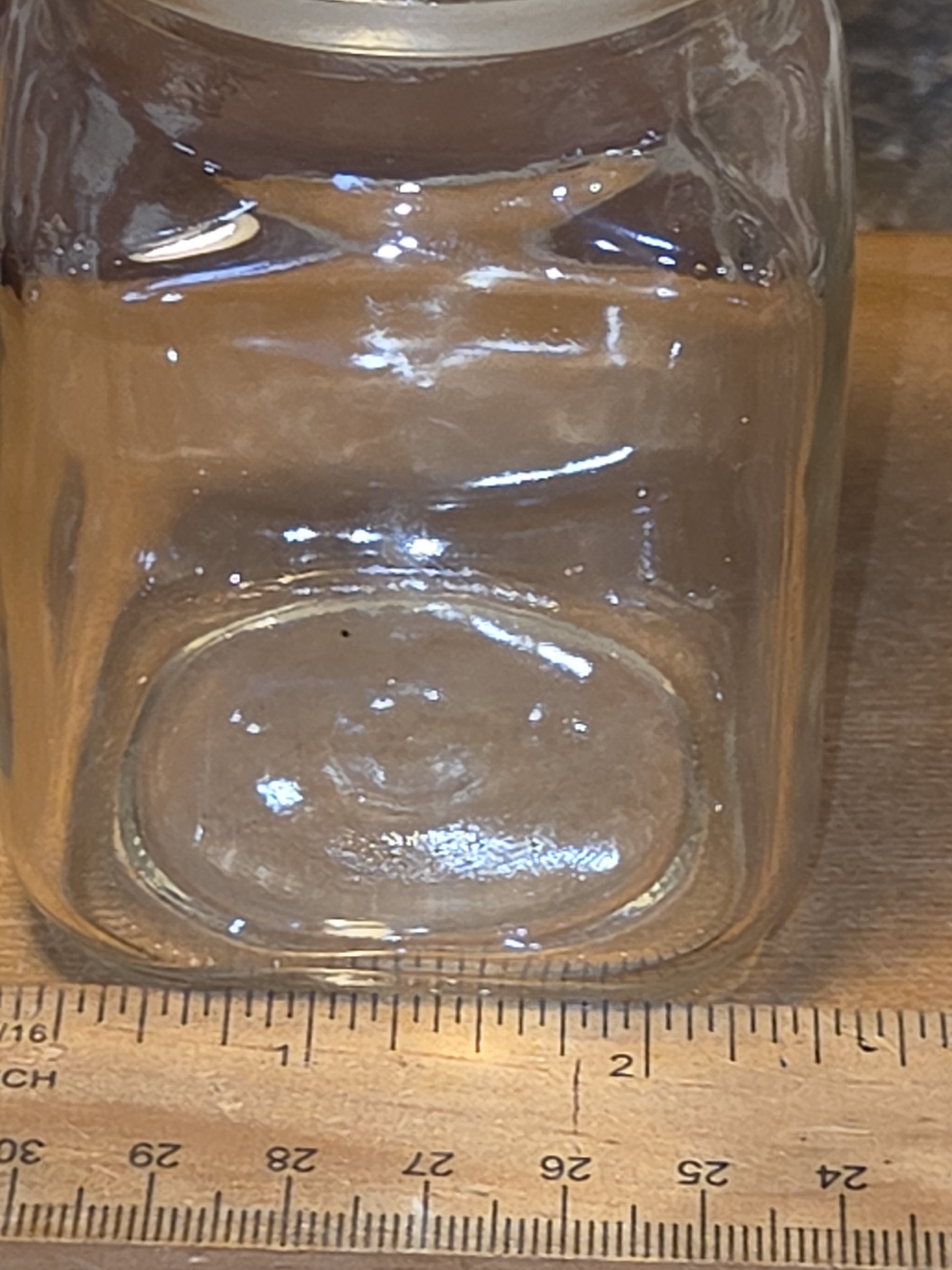 Vintage Clear Glass Square Canister with Sunburst Lid 2 1/2" square sj1