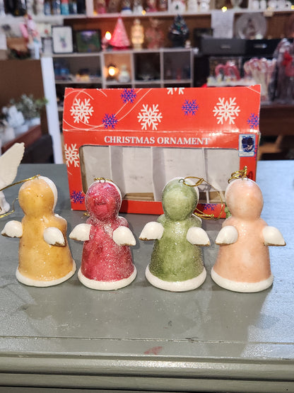 Vintage Glitter Angel Ornaments Set of 4