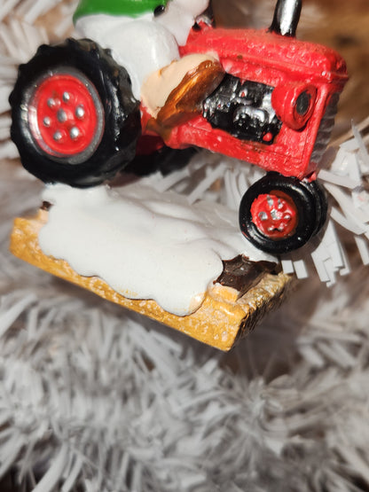 S'Mores Marshmallow Farmer Tractor Ornament mo1